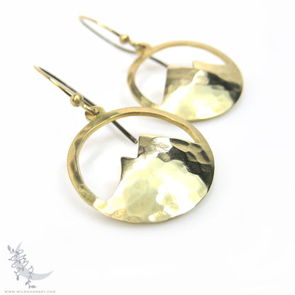 Mountain Earrings · Hammered Brass Minimalist Colorado Dangle Earrings