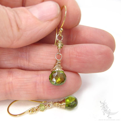 Peridot Earrings · 14k Gold Filled Peridot Dangle Earrings