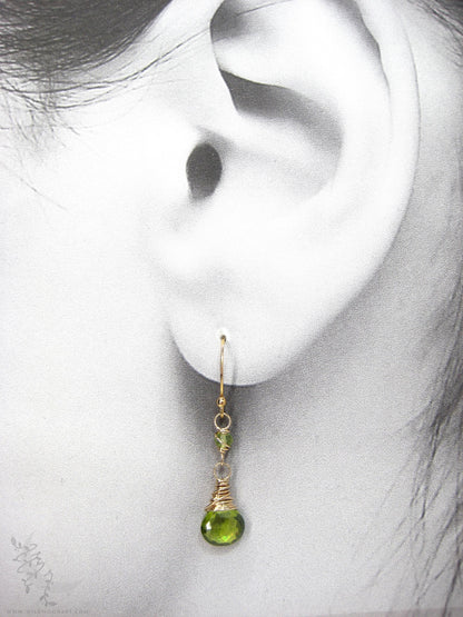 Peridot Earrings · 14k Gold Filled Peridot Dangle Earrings