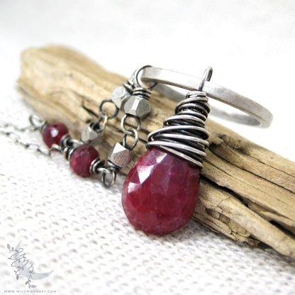 Ruby Necklace · Sterling Silver Genuine Ruby Pendant