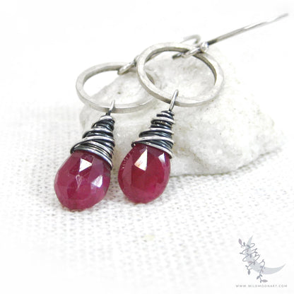 Ruby Earrings · Sterling Silver Dangle Earrings