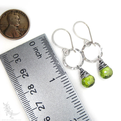 Peridot Earrings · Hammered Sterling Silver Peridot Dangle Earrings