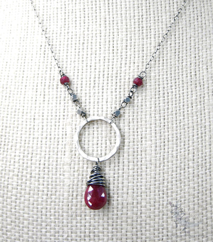 Ruby Necklace · Sterling Silver Genuine Ruby Pendant