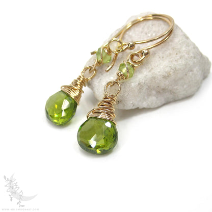 Peridot Earrings · 14k Gold Filled Peridot Dangle Earrings