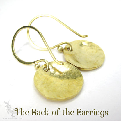 Hand Hammered Brass Earrings · Tiny Minimalist Coin Earrings