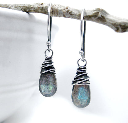 Labradorite Earrings · Sterling Silver Dangle Earrings