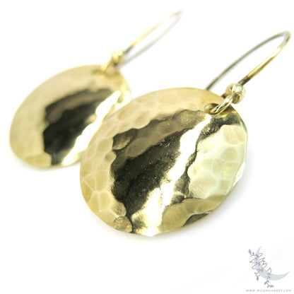 Hand Hammered Brass Earrings · Small Minimalist Coin Earrings