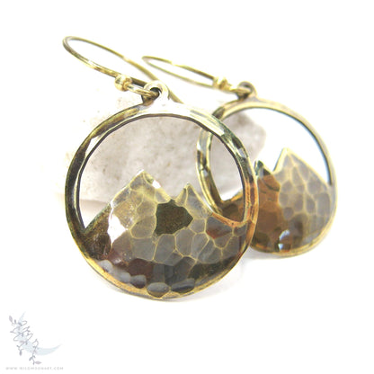 Mountain Earrings · Hammered Antiqued Brass Minimalist Colorado Dangle Earrings