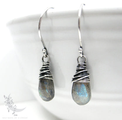 Labradorite Earrings · Sterling Silver Dangle Earrings