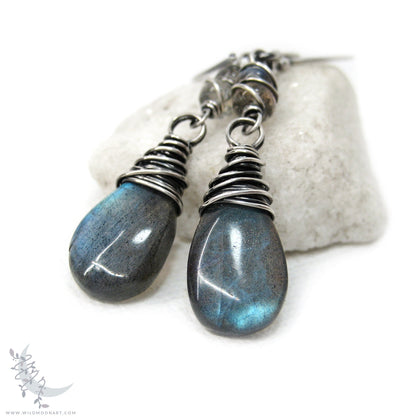 Labradorite Earrings · Handmade Sterling Silver Dangle Earrings