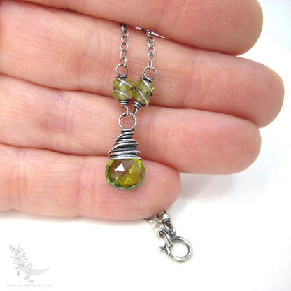 Peridot & Sterling Silver Necklace · Dainty Peridot Pendant