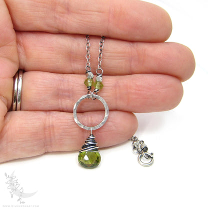 Peridot Necklace · Hammered Sterling Silver Peridot Pendant