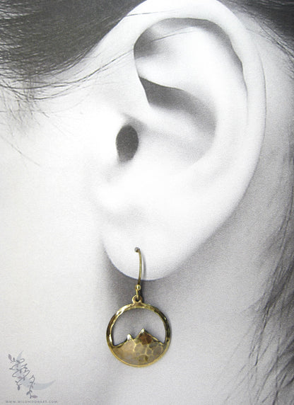 Mountain Earrings · Hammered Antiqued Brass Minimalist Colorado Dangle Earrings