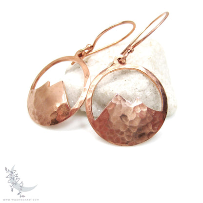 Mountain Earrings · Hammered Copper Minimalist Colorado Dangle Earrings
