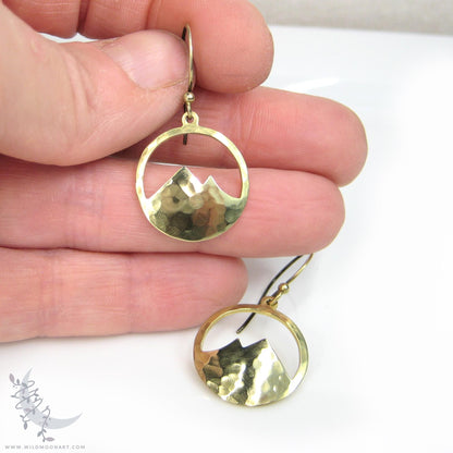 Mountain Earrings · Hammered Brass Minimalist Colorado Dangle Earrings