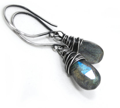 Labradorite Earrings · Sterling Silver Dangle Earrings