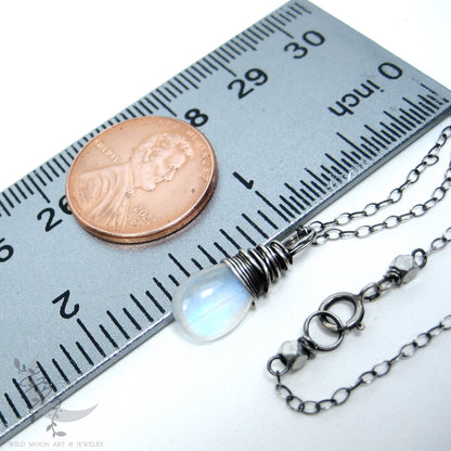 Dainty Moonstone Necklace · Sterling Silver Rainbow Moonstone Pendant