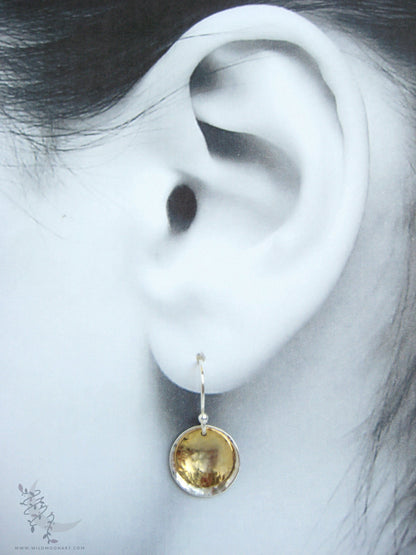 Silver & Gold Earrings · Mixed Metal Hammered 14k Gold Filled & Sterling Silver Dangle Earrings