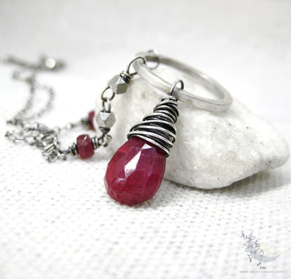 Ruby Necklace · Sterling Silver Genuine Ruby Pendant