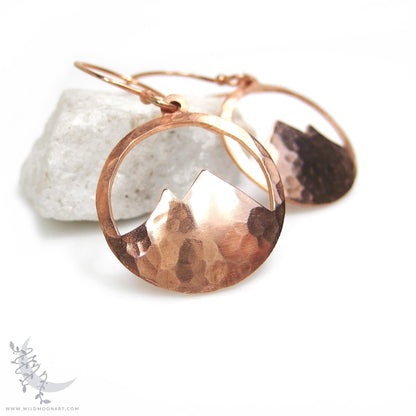 Mountain Earrings · Hammered Copper Minimalist Colorado Dangle Earrings