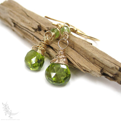 Peridot Earrings · 14k Gold Filled Peridot Dangle Earrings