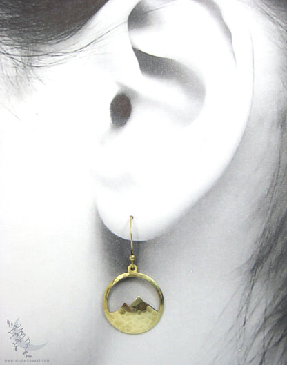 Mountain Earrings · Hammered Brass Minimalist Colorado Dangle Earrings