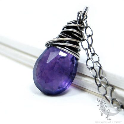 Dainty Amethyst Necklace, Sterling Silver Purple Amethyst Pendant
