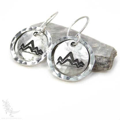 Mountain Earrings · Hand Hammered Sterling Silver Dangle Earrings