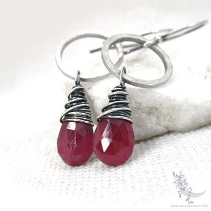 Ruby Earrings · Sterling Silver Dangle Earrings
