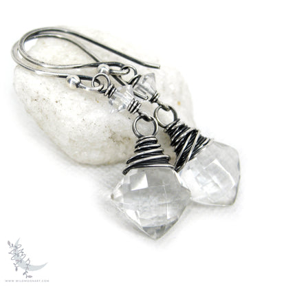 Quartz Herkimer Diamond Earrings · Sterling Silver Dangle Earrings