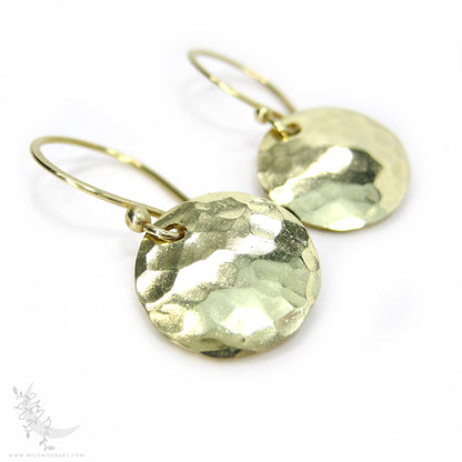 Hand Hammered Brass Earrings · Tiny Minimalist Coin Earrings