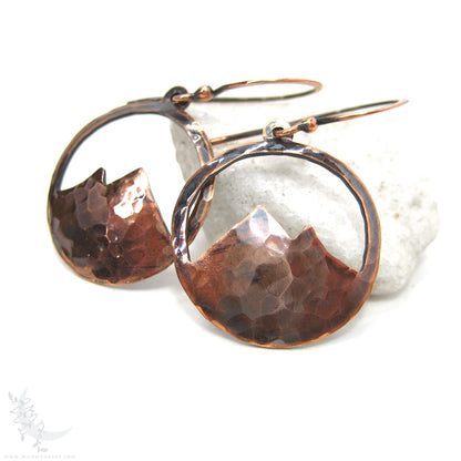 Mountain Earrings · Hammered Antiqued Copper Minimalist Colorado Dangle Earrings