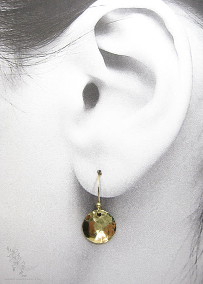 Hand Hammered Brass Earrings · Tiny Minimalist Coin Earrings