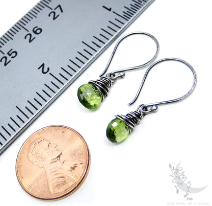 Dainty Peridot Earrings · Sterling Silver Dangle Earrings