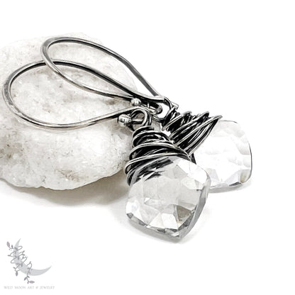 Rock Crystal Quartz Earrings · Sterling Silver Dangle Earrings