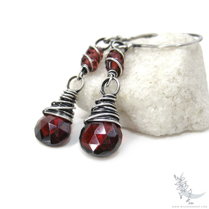 Garnet Earrings · Sterling Silver Dangle Earrings