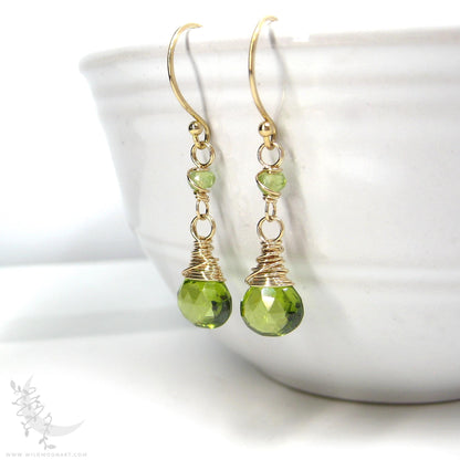 Peridot Earrings · 14k Gold Filled Peridot Dangle Earrings