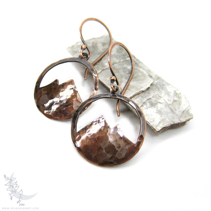 Mountain Earrings · Hammered Antiqued Copper Minimalist Colorado Dangle Earrings