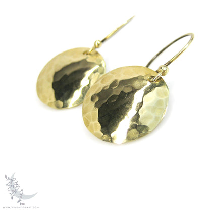 Hand Hammered Brass Earrings · Small Minimalist Coin Earrings