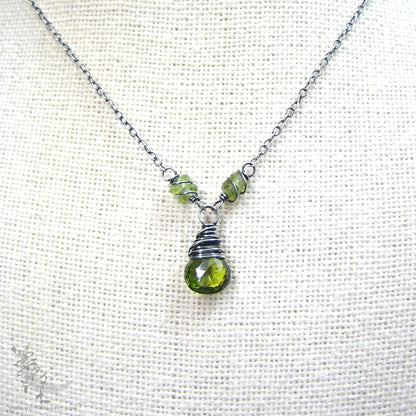 Peridot & Sterling Silver Necklace · Dainty Peridot Pendant