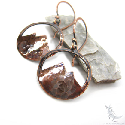 Mountain Earrings · Hammered Antiqued Copper Minimalist Colorado Dangle Earrings