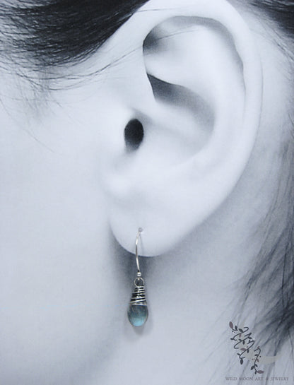 Labradorite Earrings · Sterling Silver Dangle Earrings, Smooth