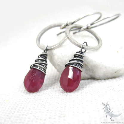 Ruby Earrings · Sterling Silver Dangle Earrings