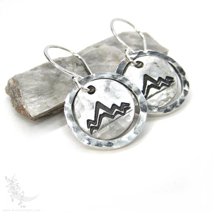Mountain Earrings · Hand Hammered Sterling Silver Dangle Earrings