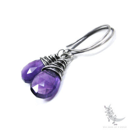 Amethyst Earrings · Handmade Sterling Silver Dangle Earrings