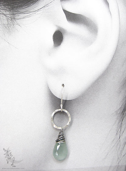 Aquamarine Earrings · Hammered Sterling Silver Dangle Earrings