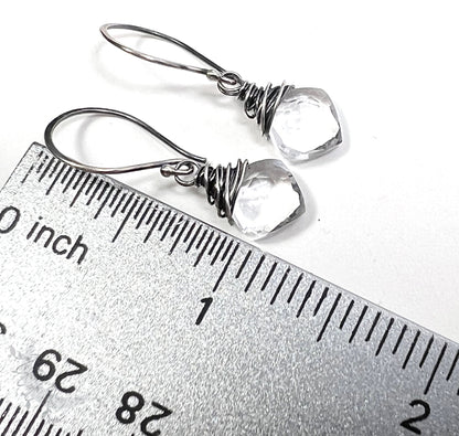 Rock Crystal Quartz Earrings · Sterling Silver Dangle Earrings