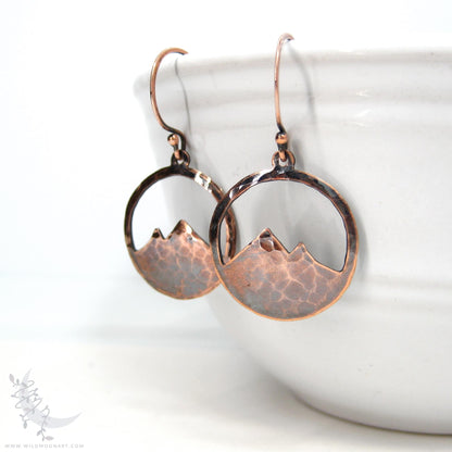 Mountain Earrings · Hammered Antiqued Copper Minimalist Colorado Dangle Earrings