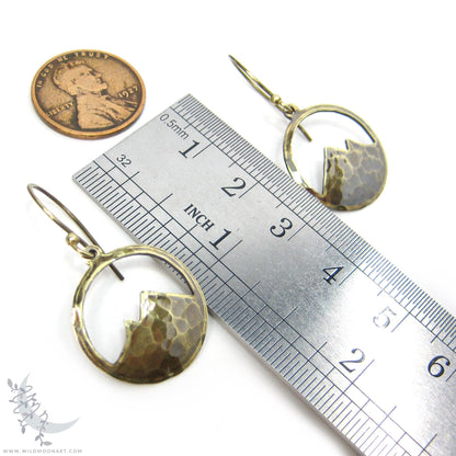 Mountain Earrings · Hammered Antiqued Brass Minimalist Colorado Dangle Earrings