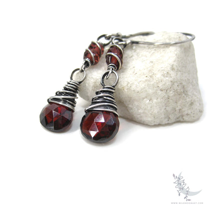 Garnet Earrings · Sterling Silver Dangle Earrings